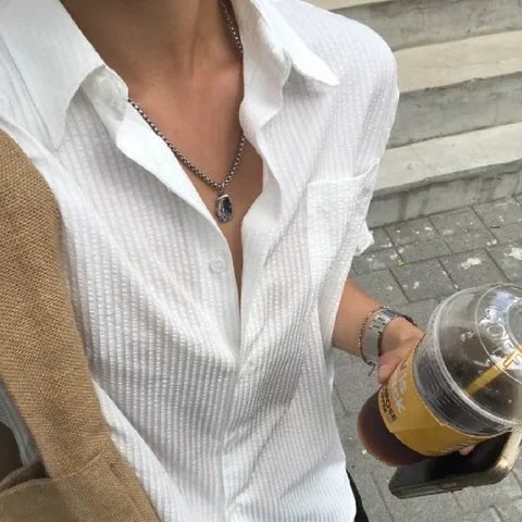 簡約條紋短袖恤衫 Stripe Short Sleeve Shirt