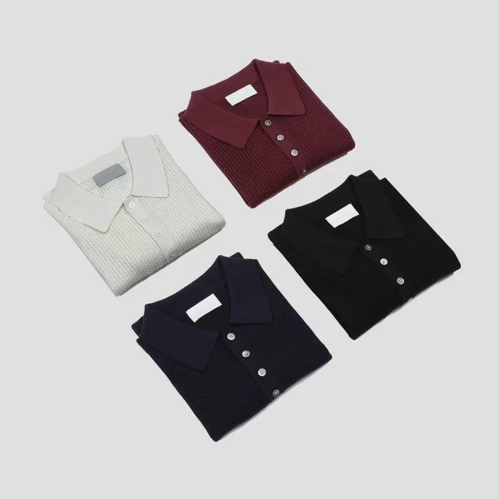 開領針織短袖衫 Open-neck Knitted Short Sleeve