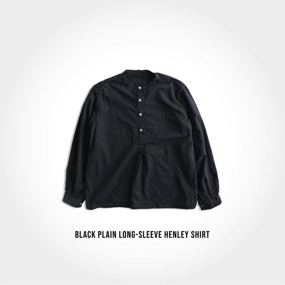Plain Long Sleeve Henley Shirt