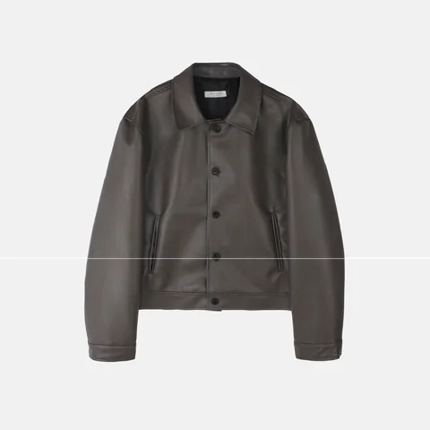 簡約皮質拉鍊外套 Minimal Leather Zip Jacket