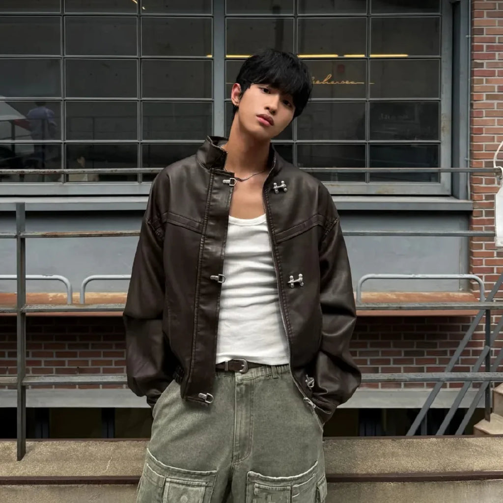 消防扣皮外套 Fireman Buckle Leather Jacket - 圖 1