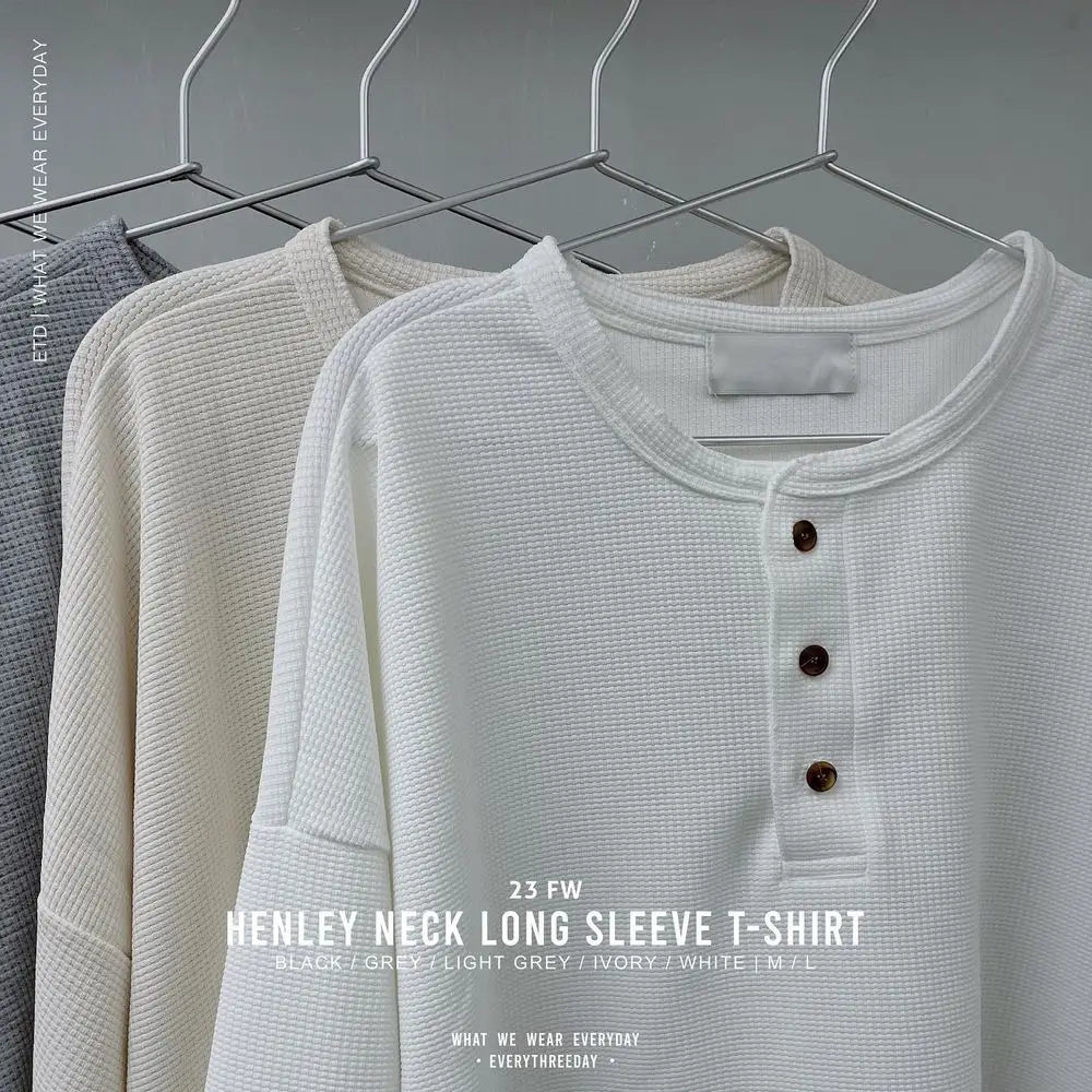 亨利領長袖T恤 Henley Neck Long Sleeve T-shirt