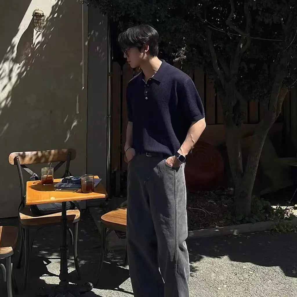 開領針織短袖衫 Open-neck Knitted Short Sleeve