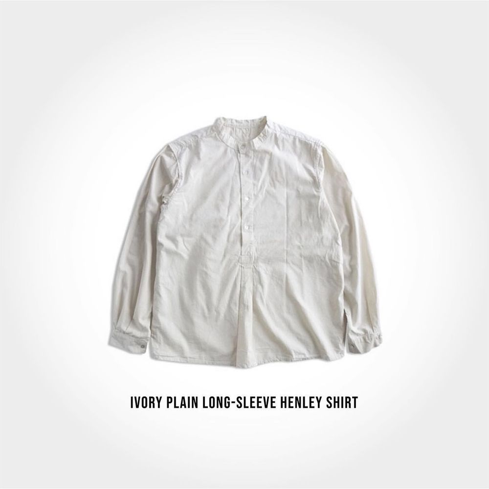 Plain Long Sleeve Henley Shirt