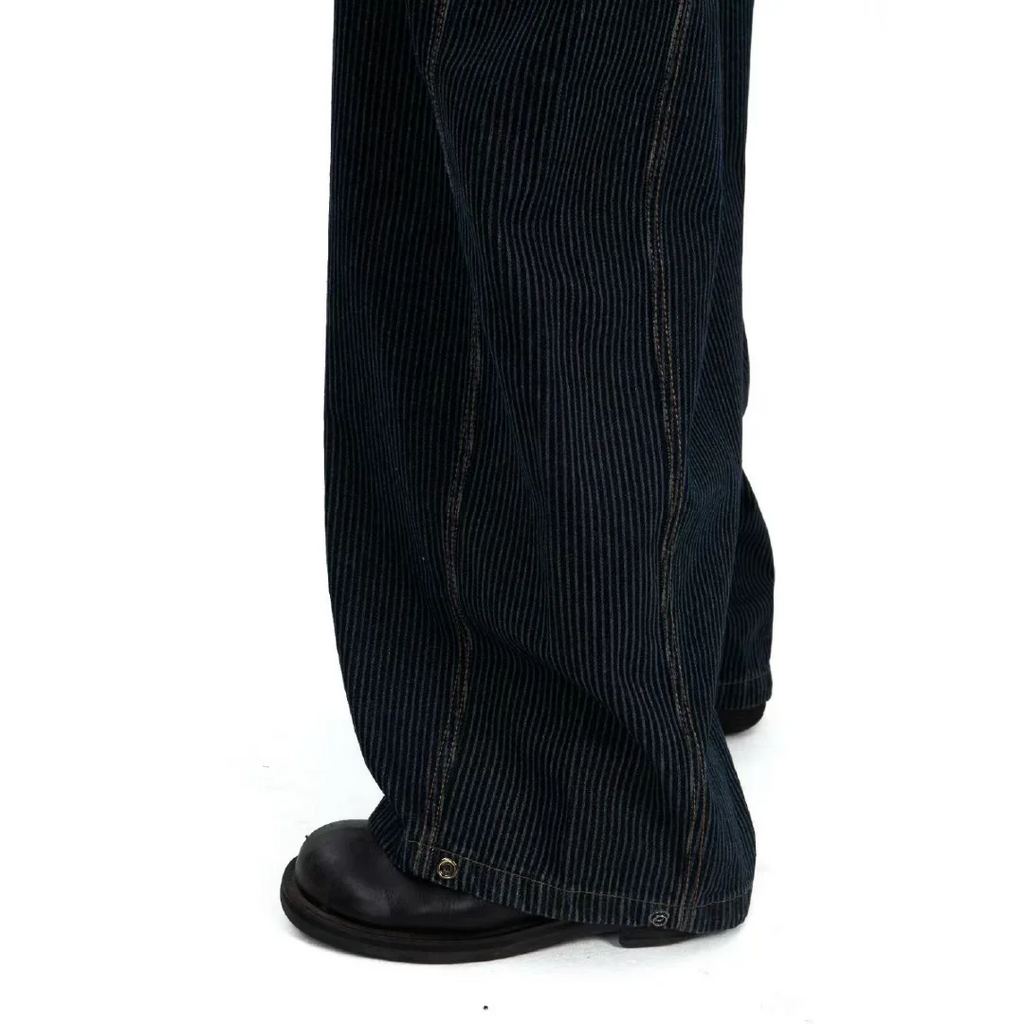 寬鬆條紋牛仔褲 Wide-Leg Striped Jeans - 圖 3