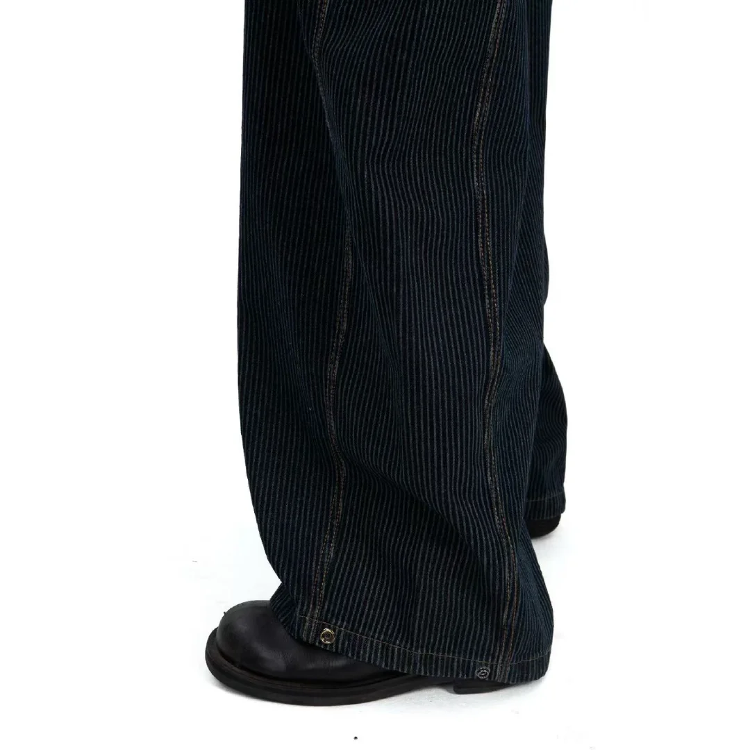 寬鬆條紋牛仔褲 Wide-Leg Striped Jeans - 圖 3
