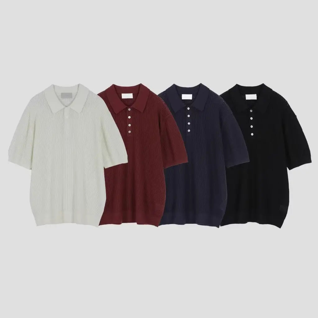 開領針織短袖衫 Open-neck Knitted Short Sleeve