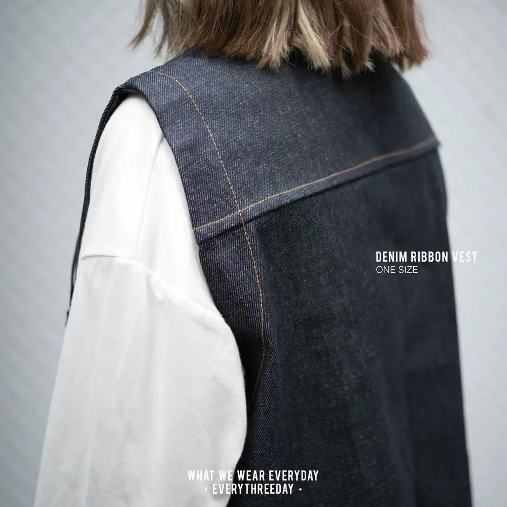Denim Ribbon Vest