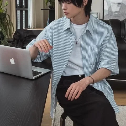 簡約條紋短袖恤衫 Stripe Short Sleeve Shirt