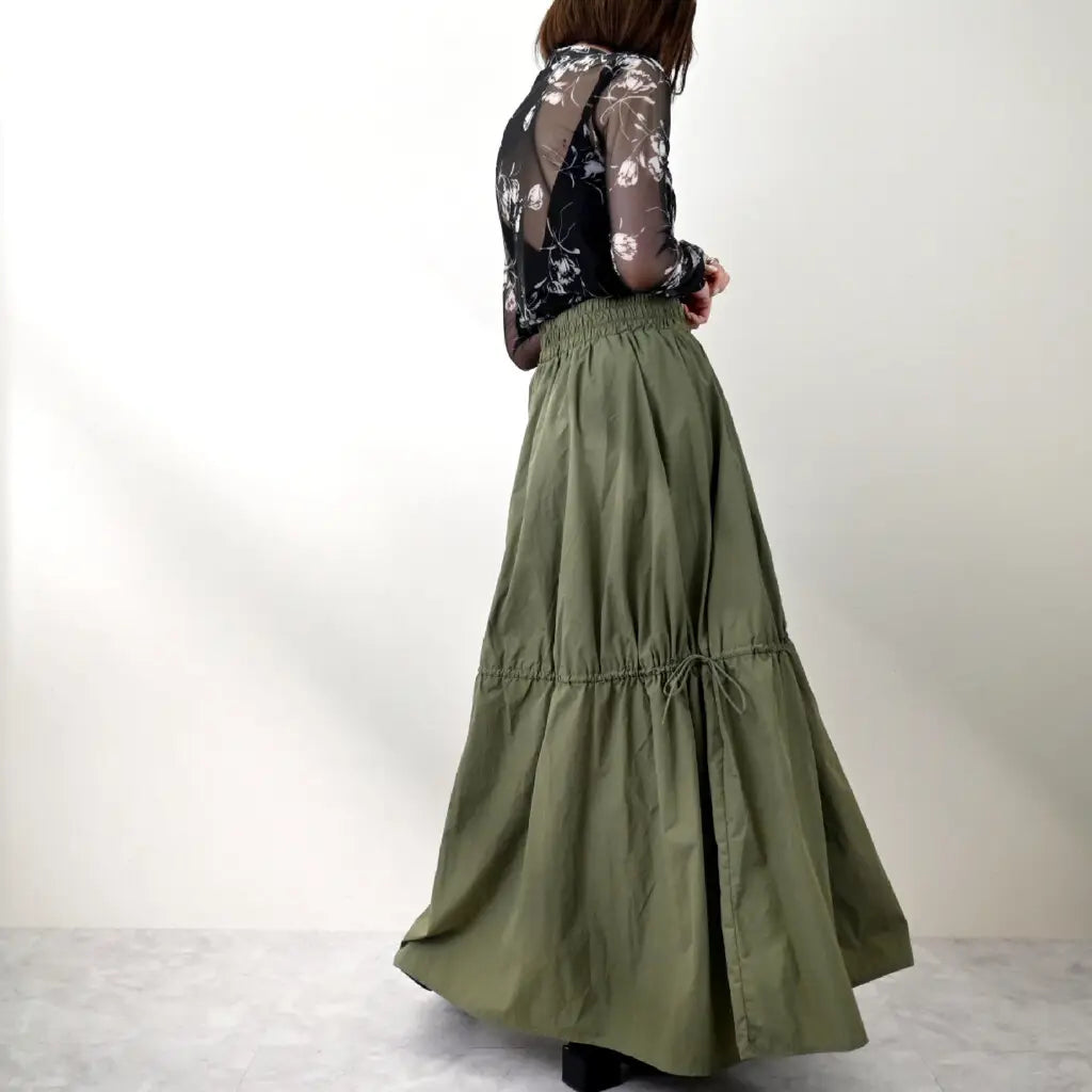 Nylon Ribbon Maxi Skirt