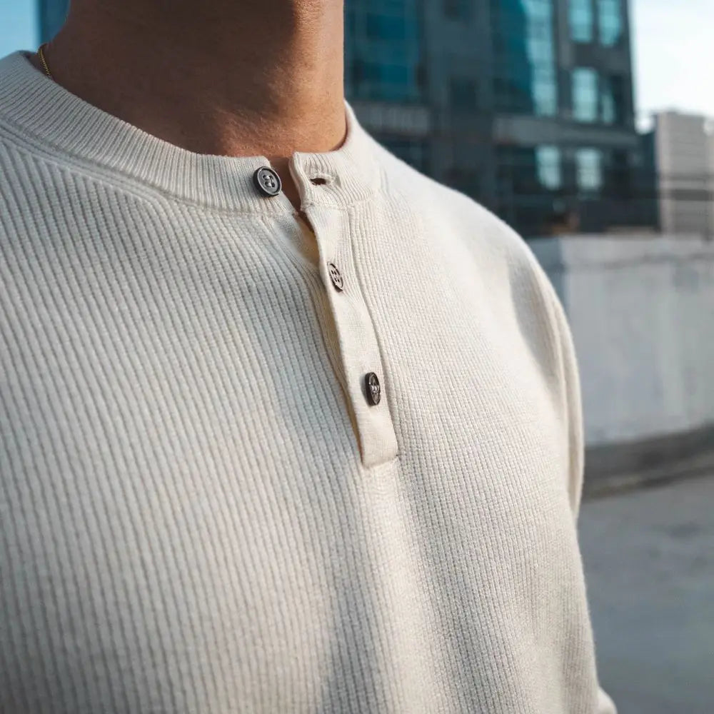 亨利領針織長袖 Henley Neck Long-sleeve Sweater