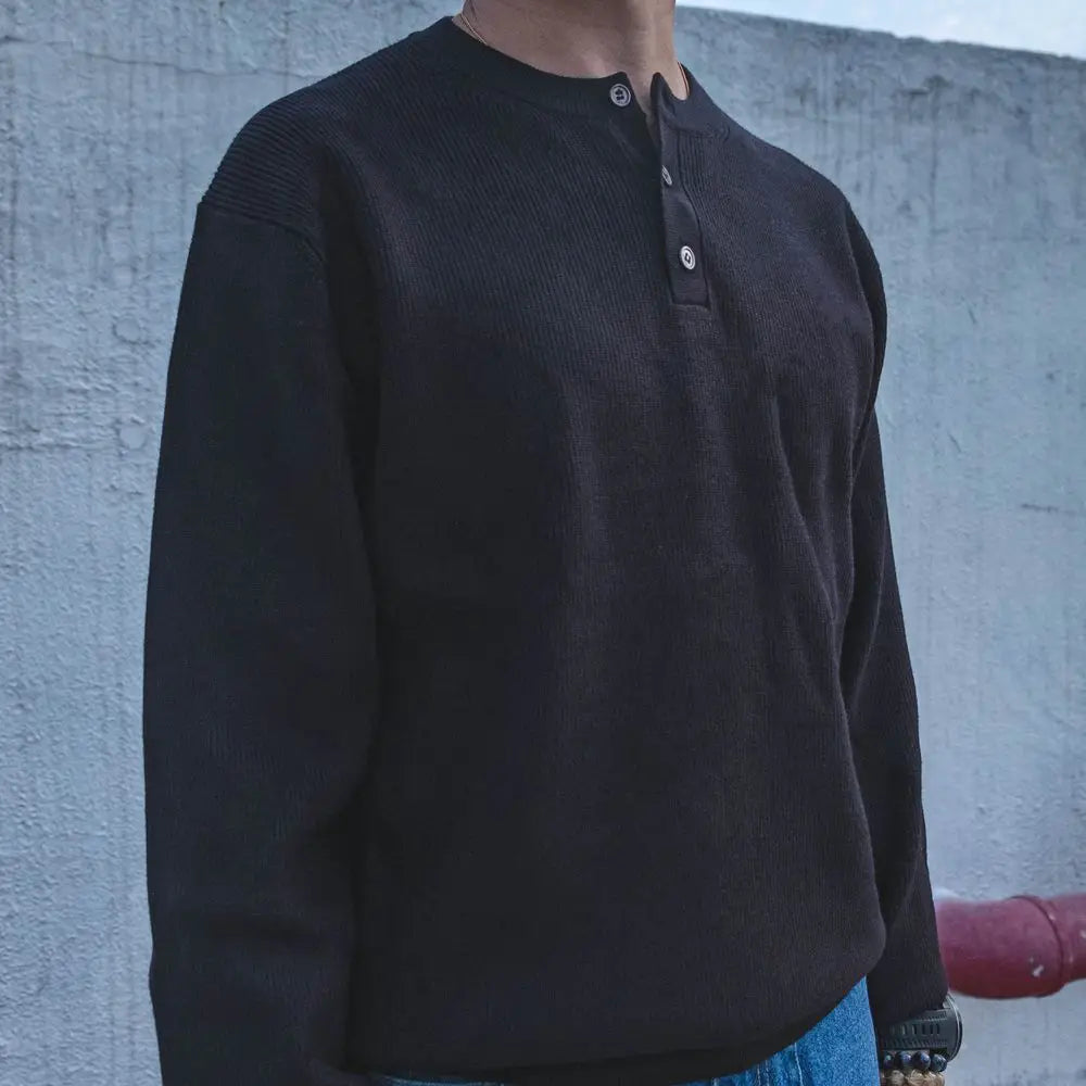 亨利領針織長袖 Henley Neck Long-sleeve Sweater