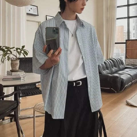 簡約條紋短袖恤衫 Stripe Short Sleeve Shirt