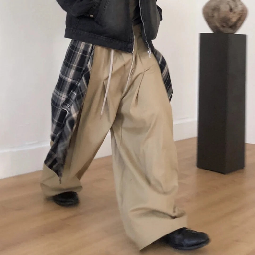 格仔拼布闊腳褲 Plaid Patchwork Wide-Leg Pants - 圖 3