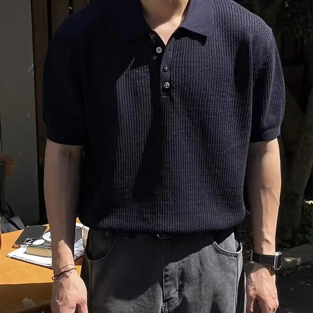開領針織短袖衫 Open-neck Knitted Short Sleeve