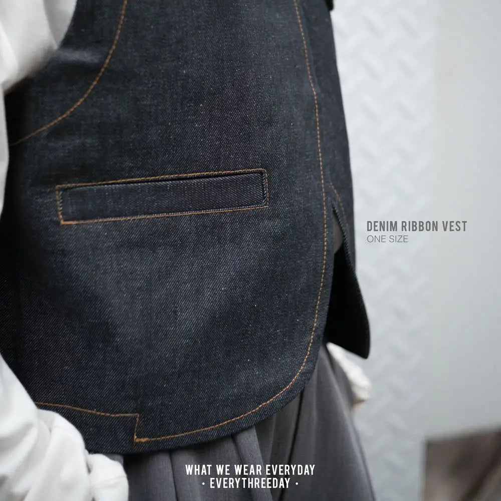 Denim Ribbon Vest