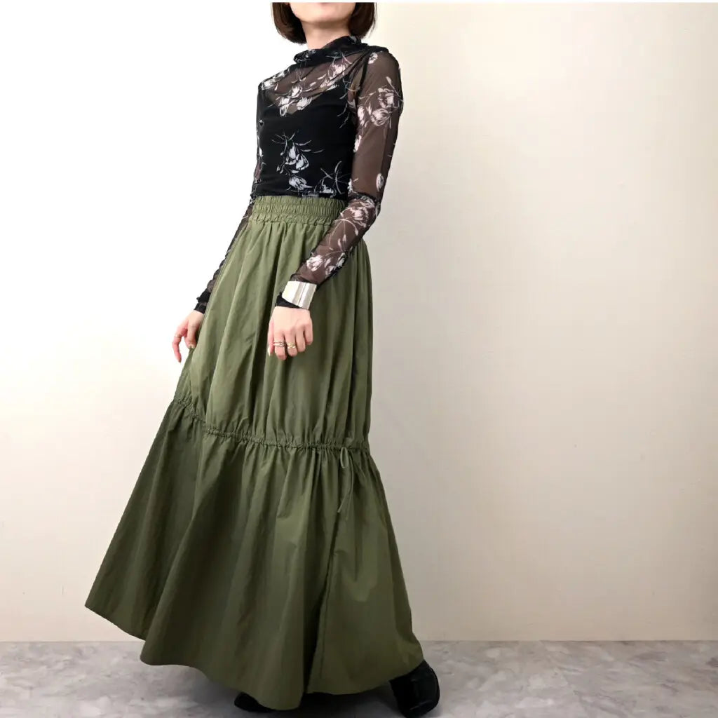 Nylon Ribbon Maxi Skirt