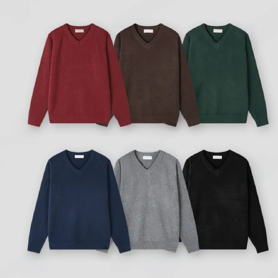簡約V領针織上衣 Minimal V-Neck Knit Top - 圖 2