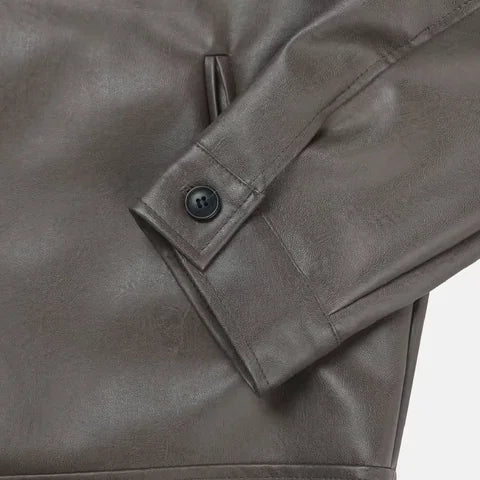 簡約皮質拉鍊外套 Minimal Leather Zip Jacket