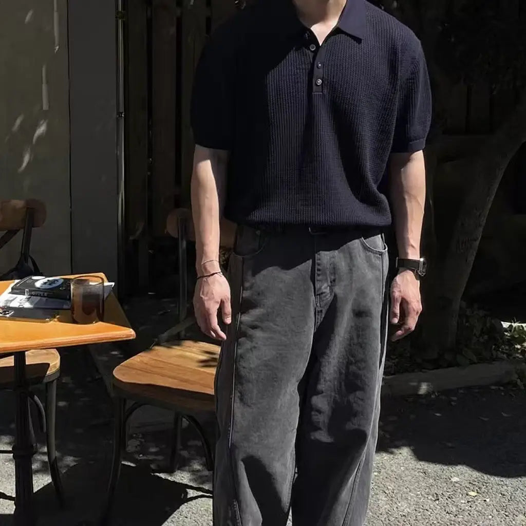 開領針織短袖衫 Open-neck Knitted Short Sleeve