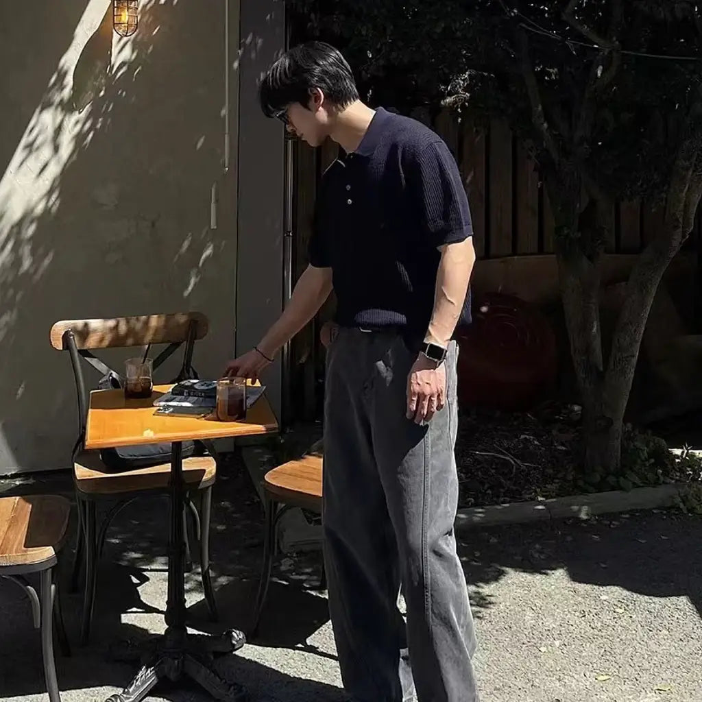 開領針織短袖衫 Open-neck Knitted Short Sleeve