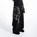 格仔拼布闊腳褲 Plaid Patchwork Wide-Leg Pants - 圖 1