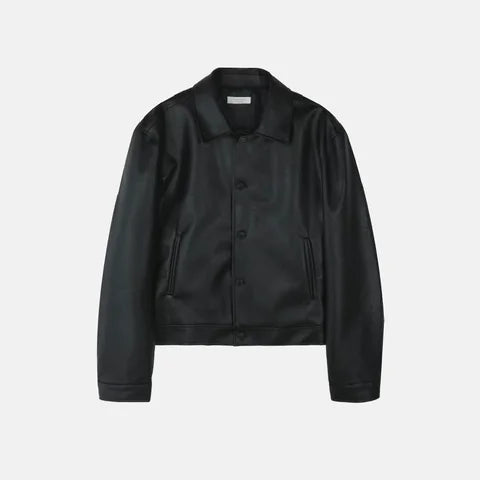 簡約皮質拉鍊外套 Minimal Leather Zip Jacket
