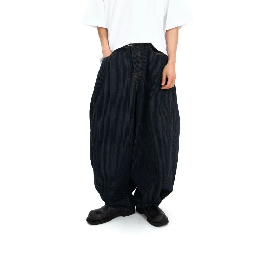 寬鬆條紋牛仔褲 Wide-Leg Striped Jeans - 圖 4