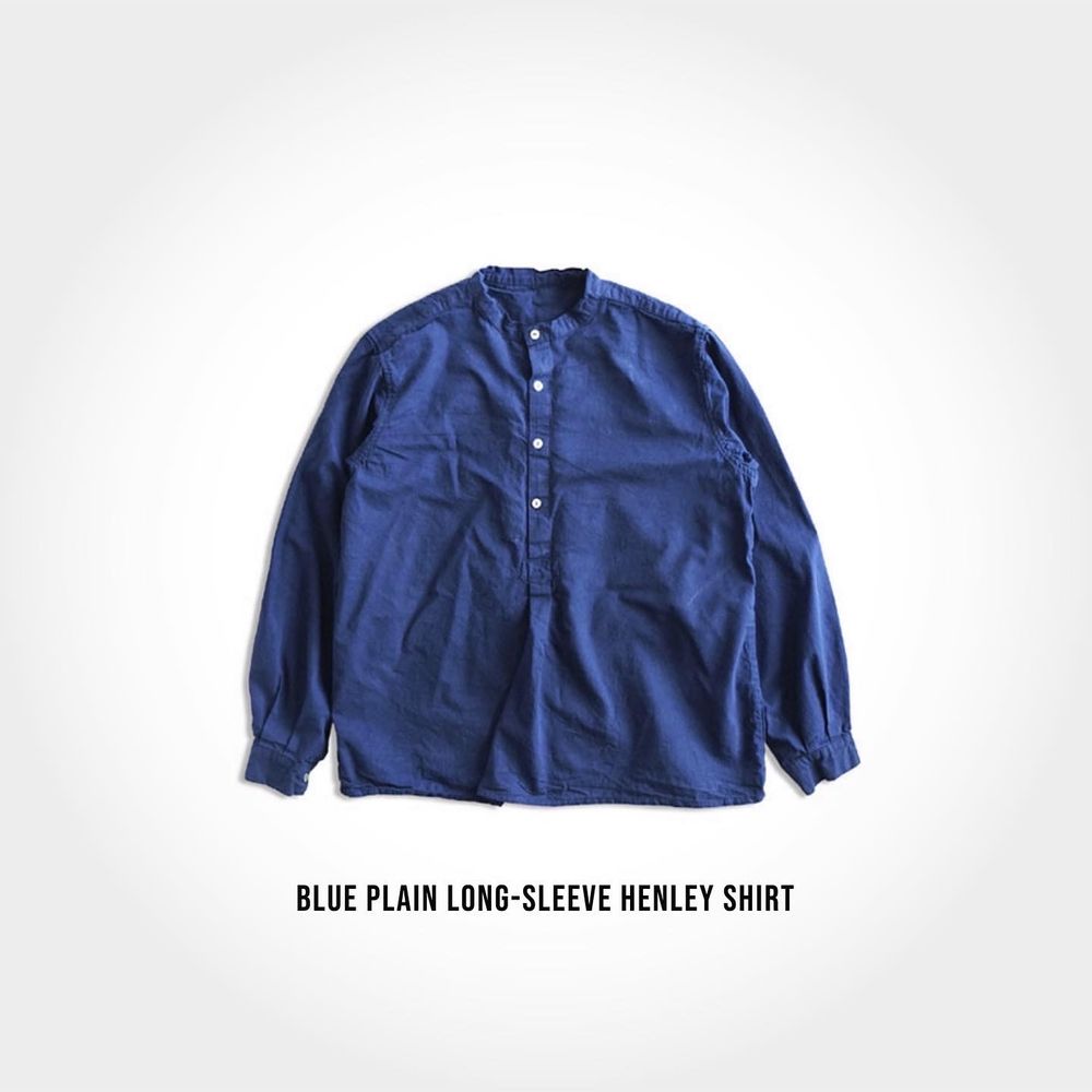 Plain Long Sleeve Henley Shirt