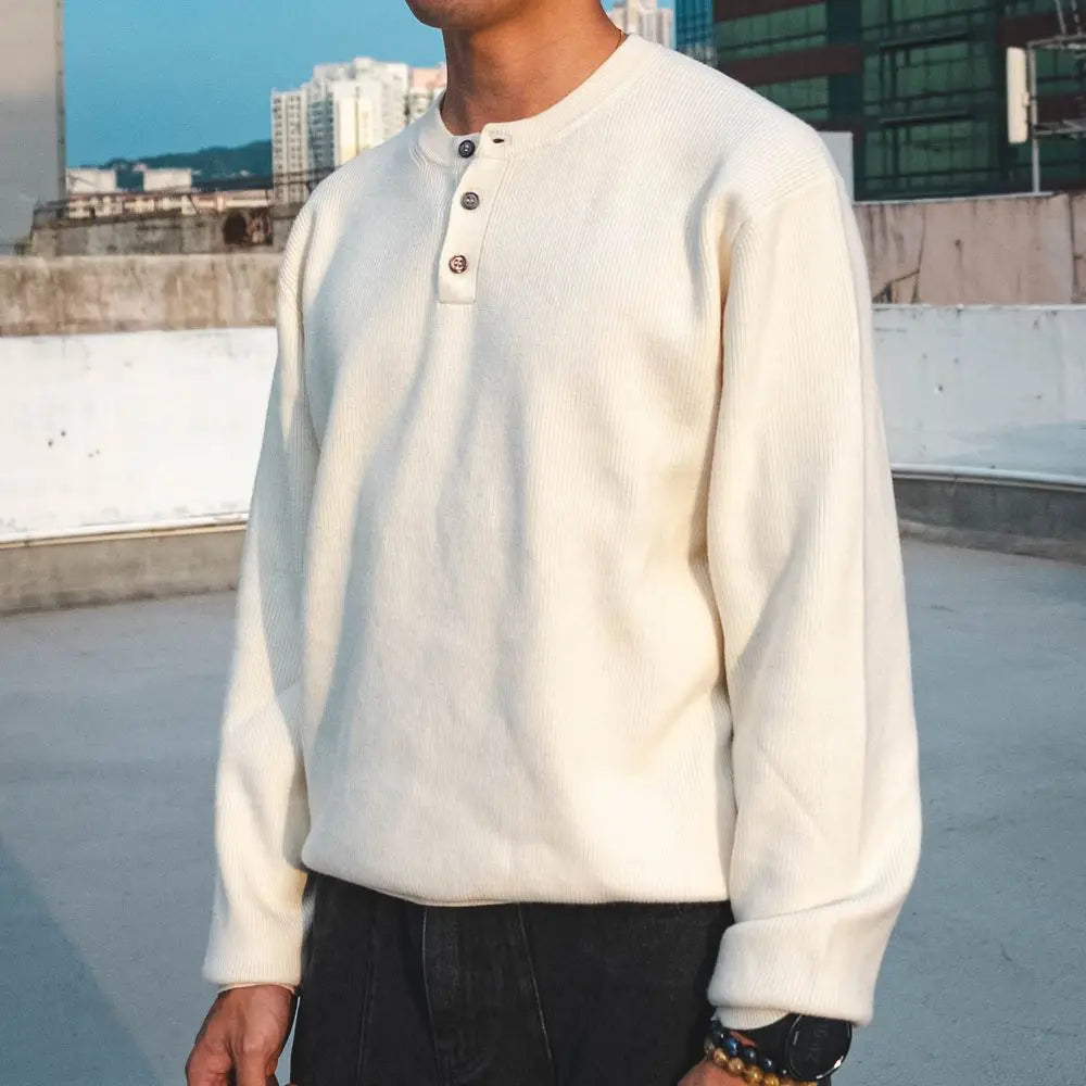 亨利領針織長袖 Henley Neck Long-sleeve Sweater