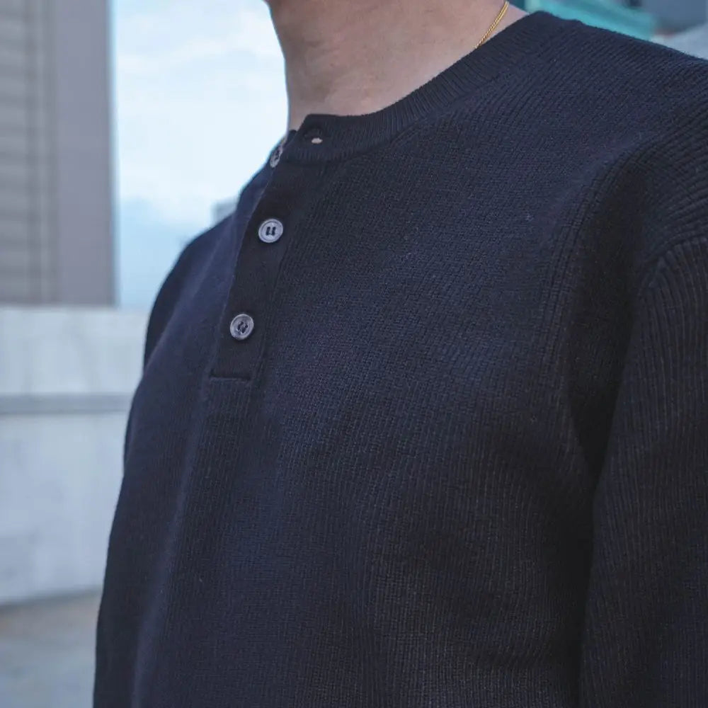 亨利領針織長袖 Henley Neck Long-sleeve Sweater