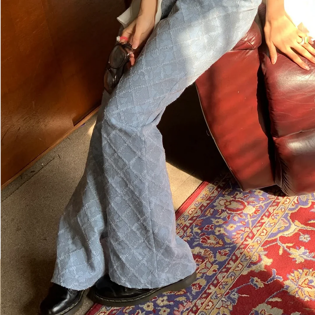 菱格提花喇叭褲 Diamond Jacquard Flare Pants - 圖 3